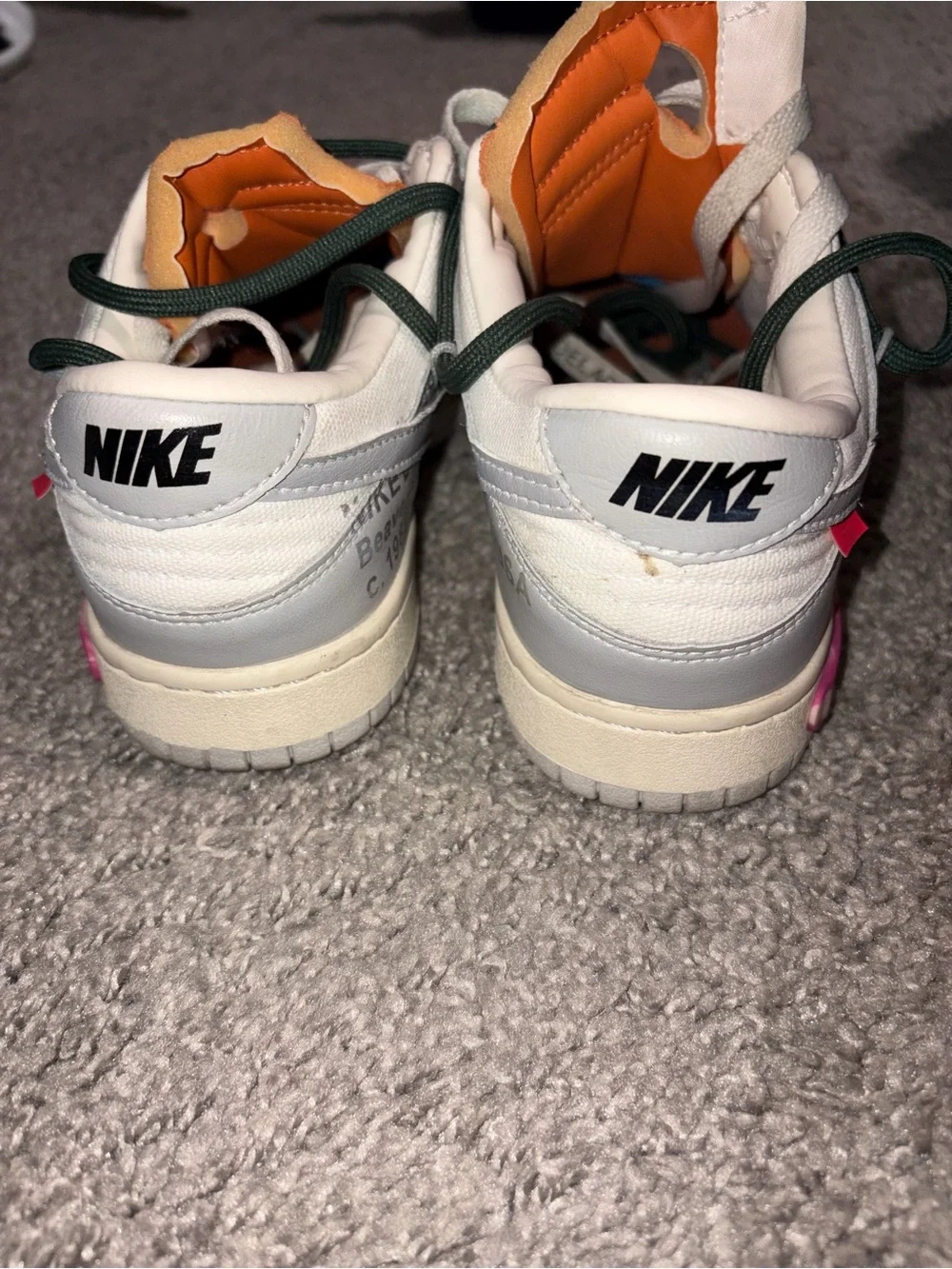 Nike Off-White Dunk Low Lot 22 of 50 Sail Grey DM1602-123 Size 5.5W / 4Y Auth